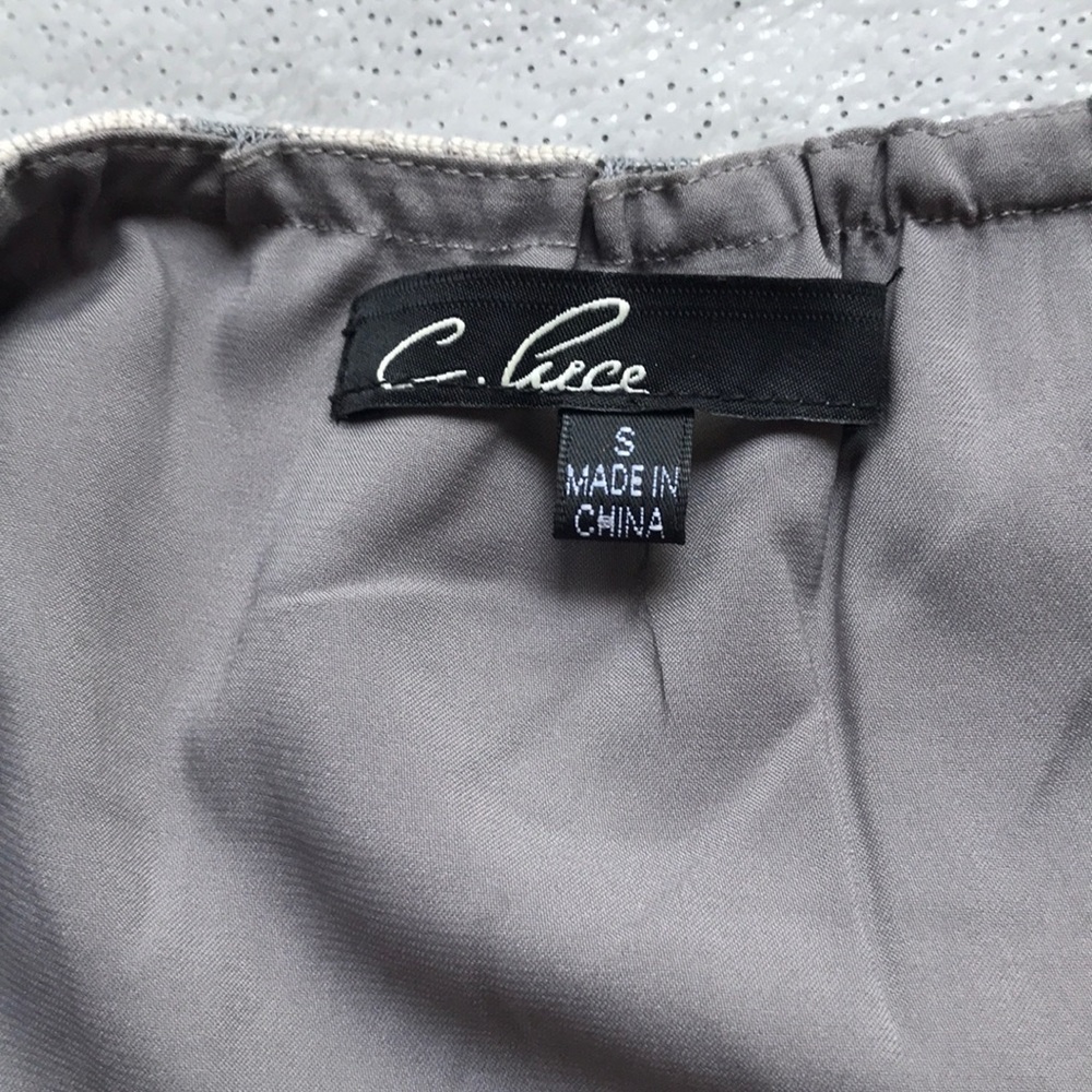 Gorgeous cream & taupe C. Luce mini dress - Picture 4 of 4